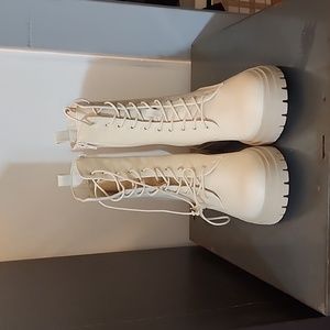 Tan combat boots